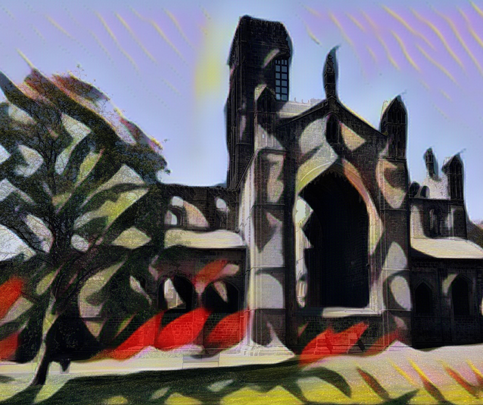 A stylised image of Kirkstall Abbey