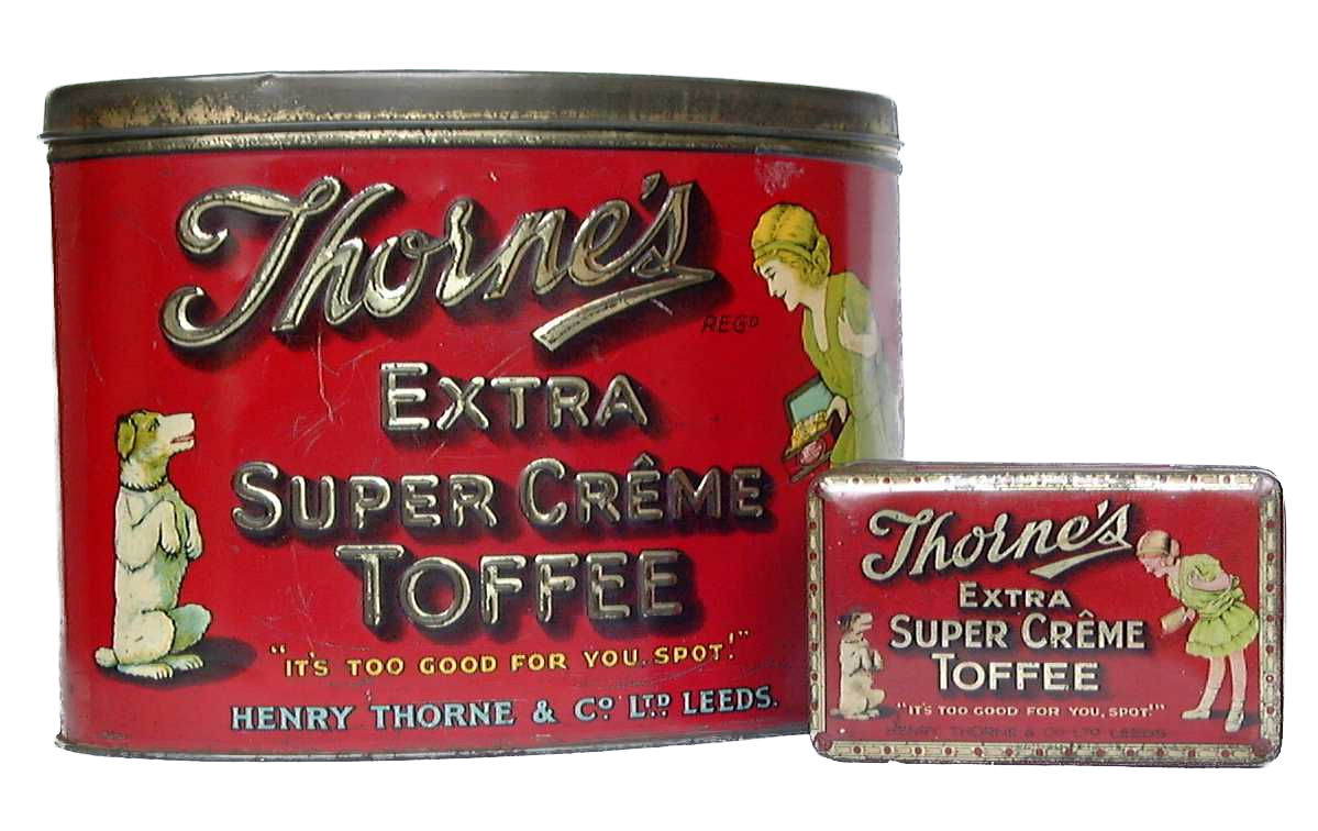 Colour image showing two traditional chocolate tins