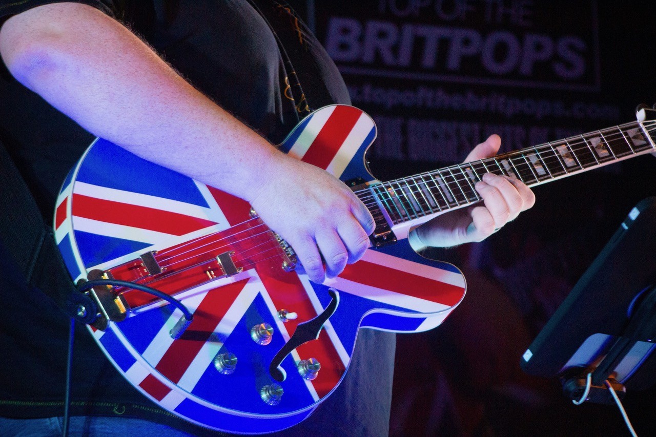 A guitar with a union flag design