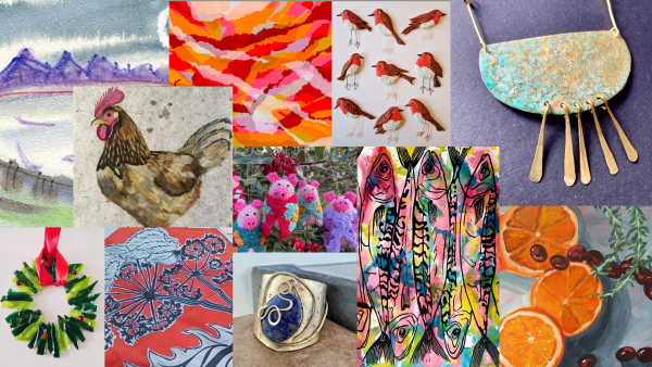 A collage of some of the work by the artists that will be on sale