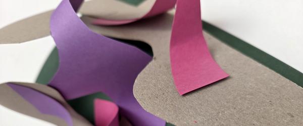 Curled and flat pieces of paper