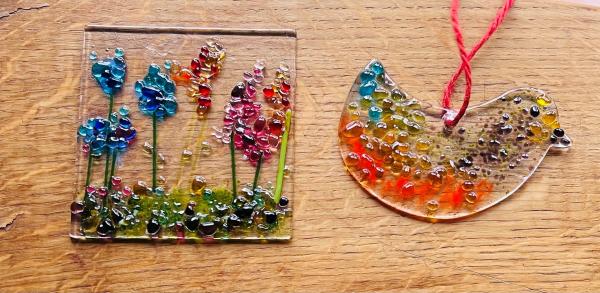 Fused glass tiles.