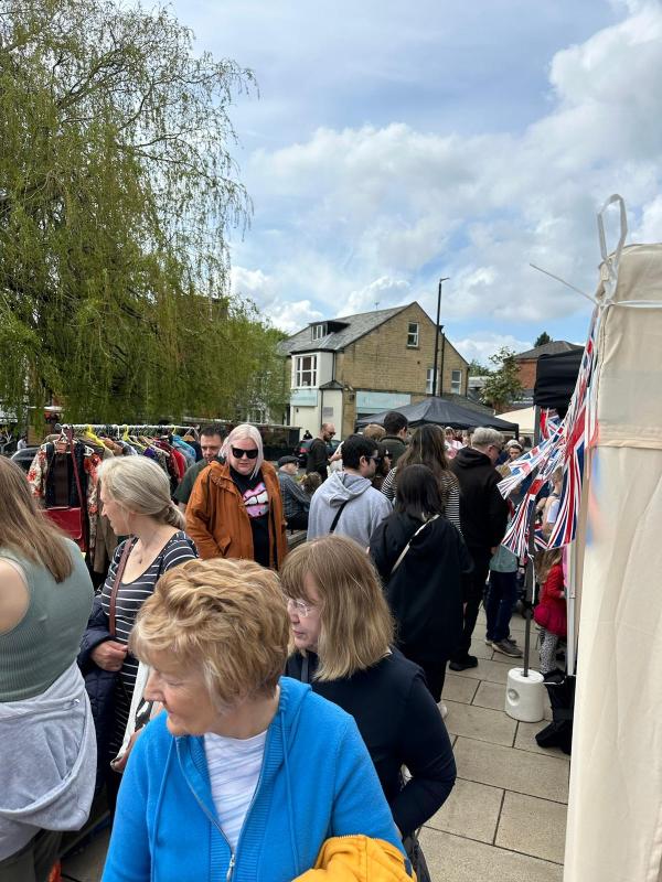 The market square packed with visitors 