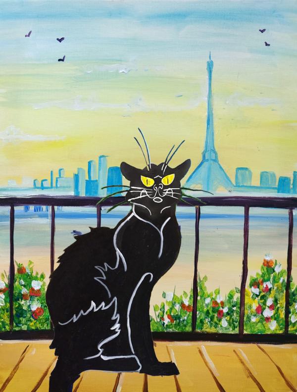 chat noir over paris