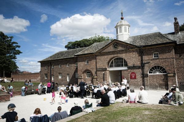 Musicians performing at Temple Newsam. 