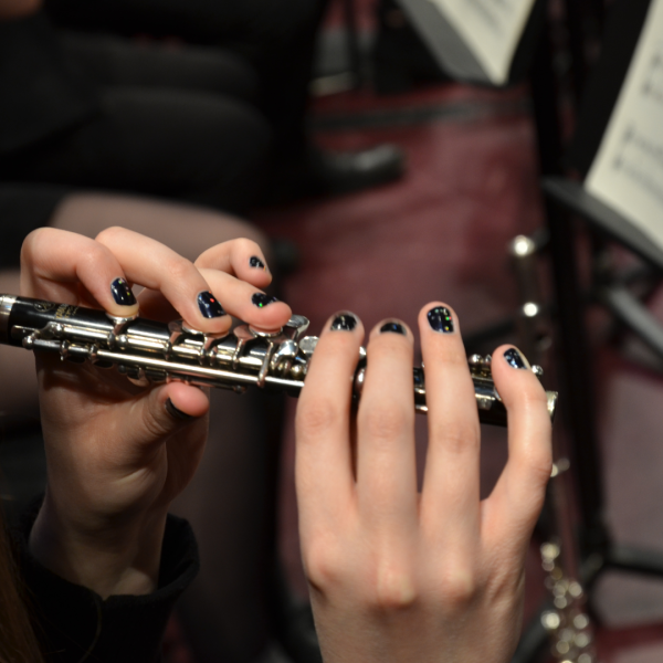 Close up of a piccolo being played