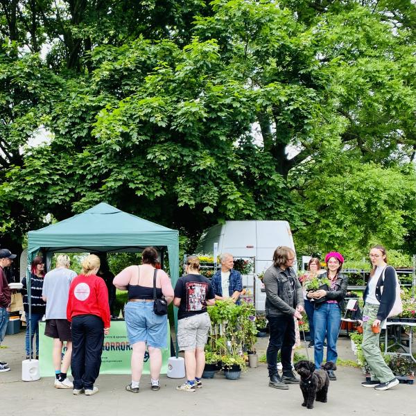 A picture of people shopping with local businesses at our May Market