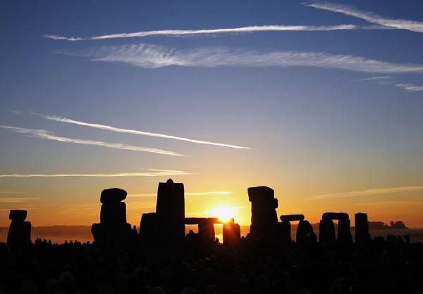 Standing stones as part of Stonehenge in the sunset