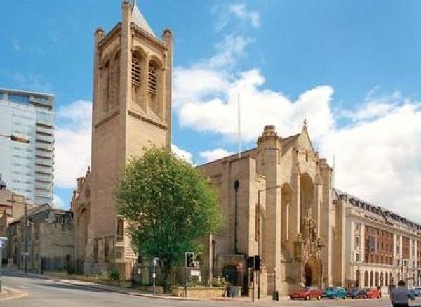 This is a photograph of Leeds Cathedral.