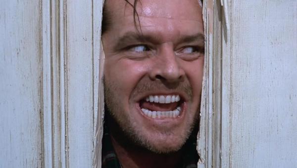 A still from The Shining featuring Jack Torrance played by Jack Nicholson.