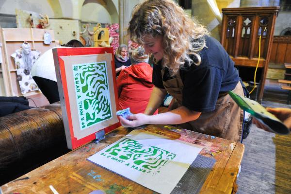 Jenny creating screen print