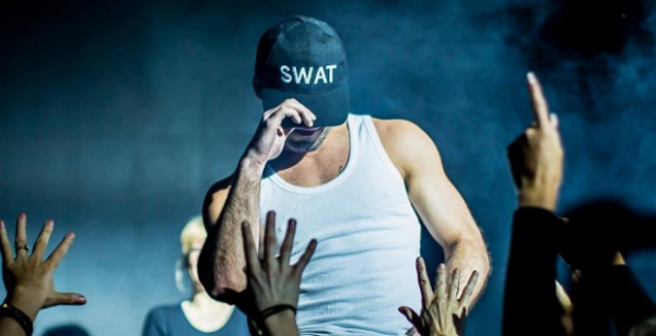 Man in a swat hat