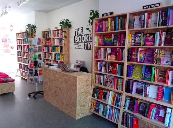 Inside of a bookshop with shelves filled with books