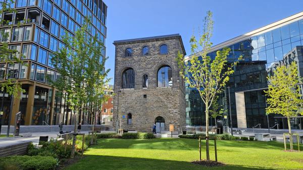 The old wagon hoist building now the train and tram museum in Tower Square, Wellington Place.