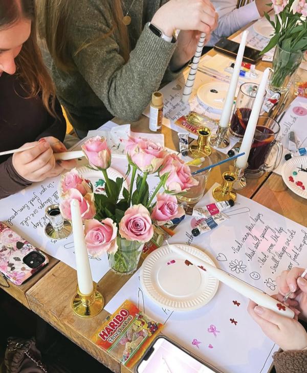 Users painting candles.