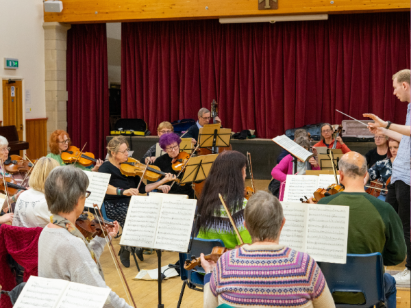 Otley Chamber Orchestra rehearsing.