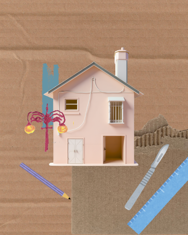 Graphic of house and cardboard