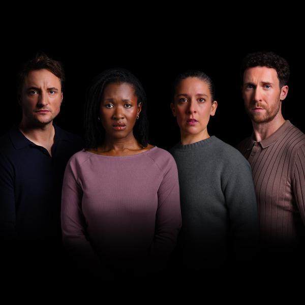 James Bye, Shvorne Marks, Natalie Casey and Grant Kilburn stood against a black background. 