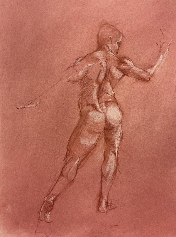 Life drawing classes Leeds Northlight Arts Centre Sanguine Drawing by Boris Cruse