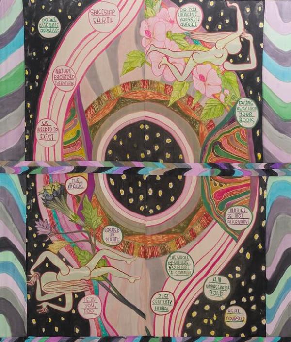 Colourful abstract mural