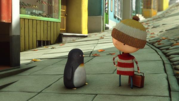 Boy and penguin