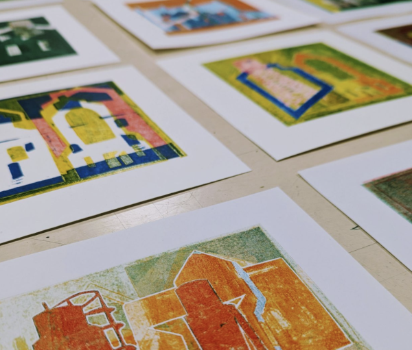 A selection of abstract prints in multiple colours