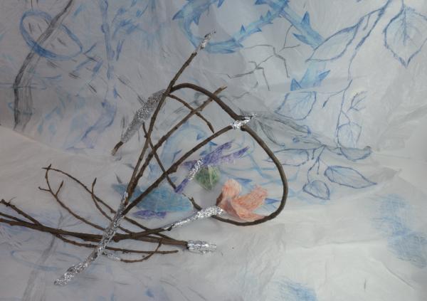 Crafted flower bouquet and artwork