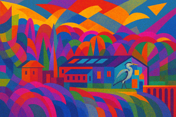 Abstract art showing the farm barn