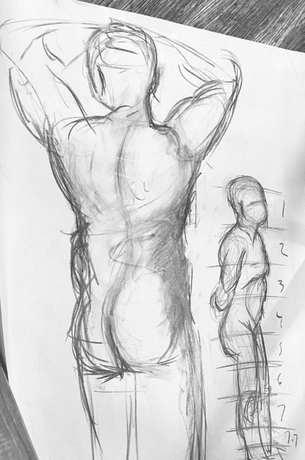 Pencil sketch of life model
