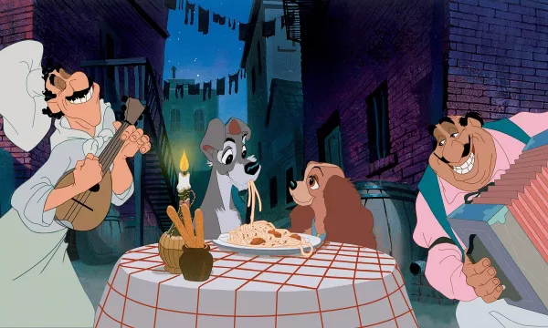 A still from the film "Lady and the Tramp"