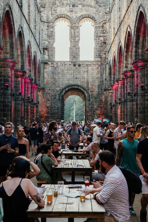 Kirkstall Abbey nave during the beer festival