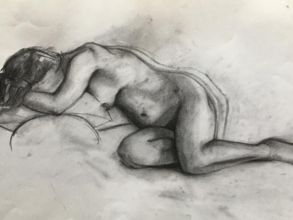 Black and white life drawing sketch