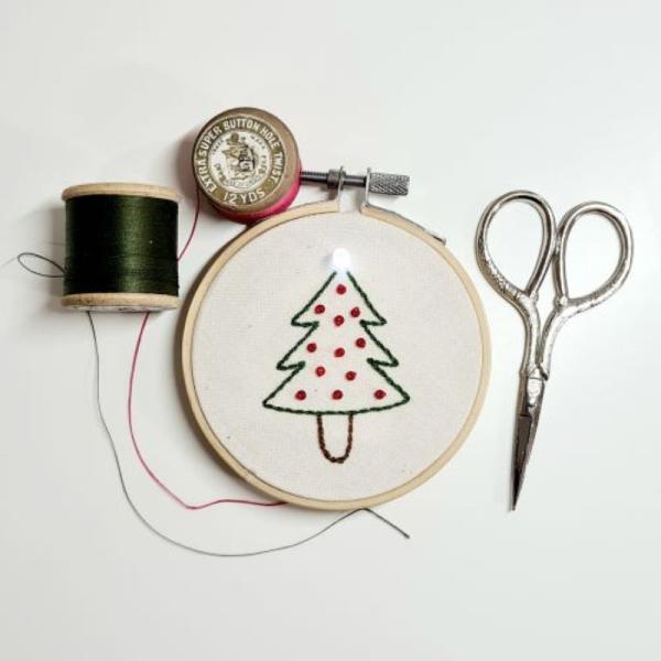 Christmas tree embroidery with LED light