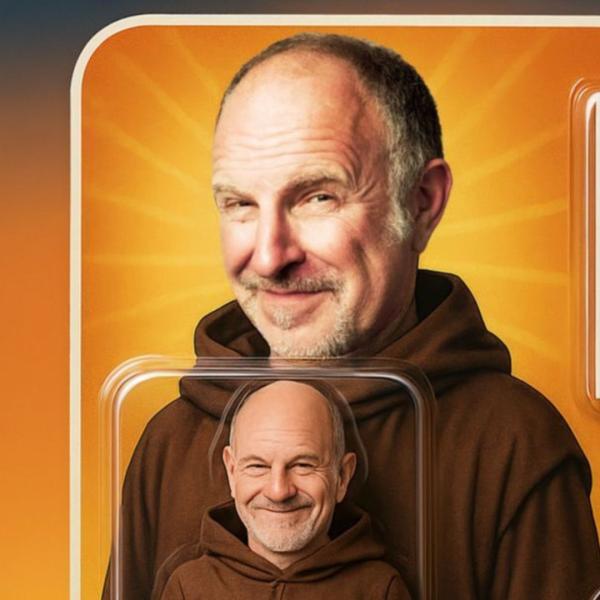 In an AI-style image, Simon Evans is depicted as a toy in a box