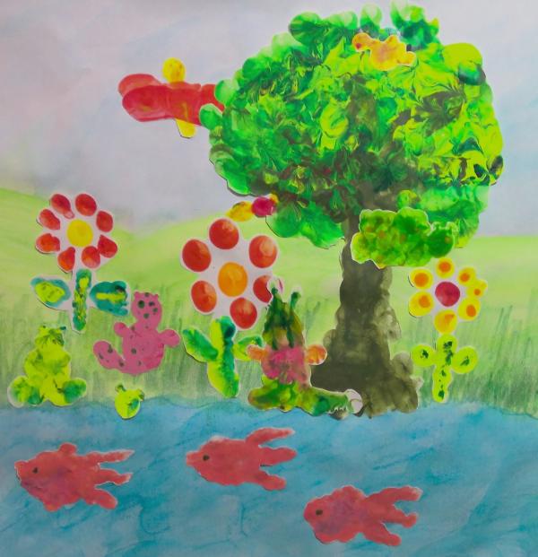 Finger painting of a tree.
