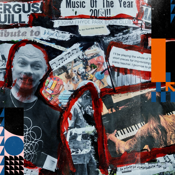 A scrapbook design of different images of the artists performing.