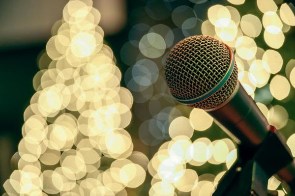 Christmassy lights with a microphone, I'm doing this in August! No-one likes thinking about Christmas in August!