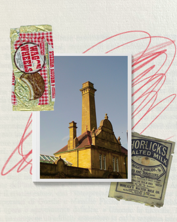 Image of Bramley Baths and old vintage food wrappers