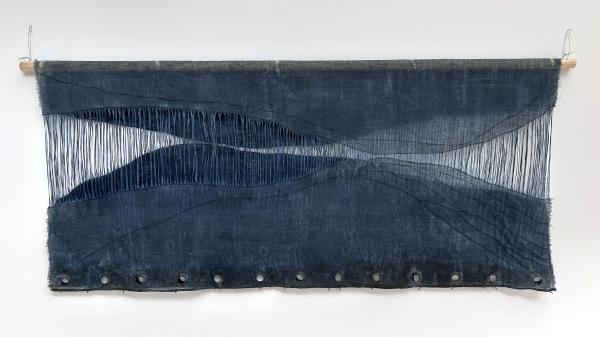 Linen, beeswax, linseed oil, wire Pulled threads, machine and hand stitch