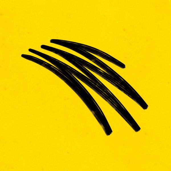 A yellow background with a black marker scribble.