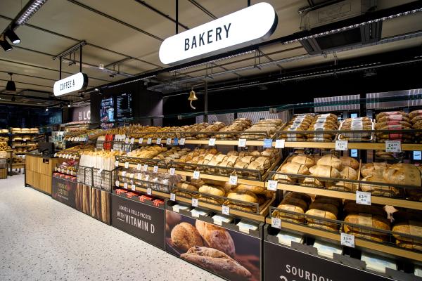 colour photograph of the bakery counter in an M&S store