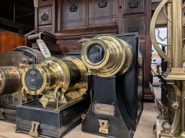 A shelf with old cameras on from Leeds Discovery Centre's collection store