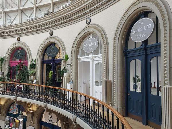 Exterior view of The Sculpture Gallery on Balcony of Leeds Corn Exchange