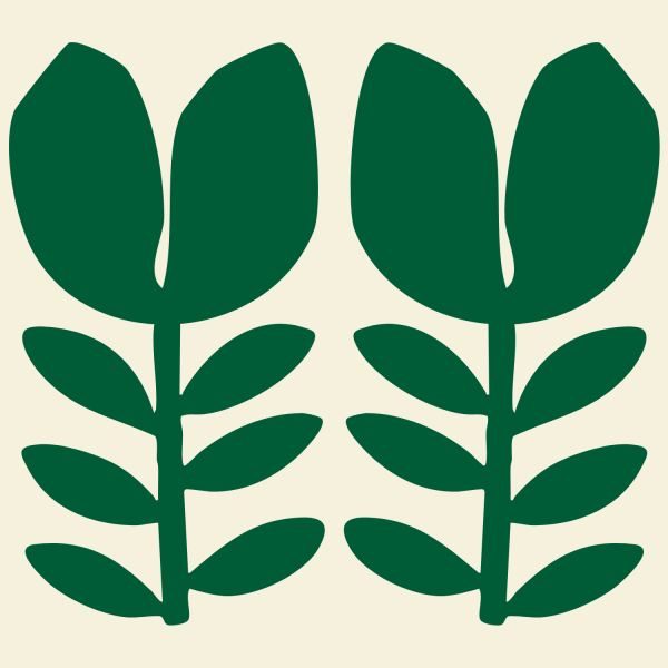 Green flowers on beige background