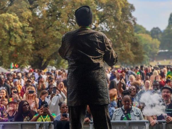 Reggae performer on stage at the black music festival