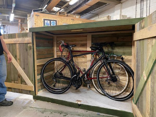 Two bikes in a bike shed made at LWR