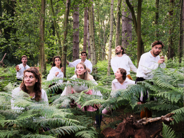 ShakeItUp theatre company posing in a forest.
