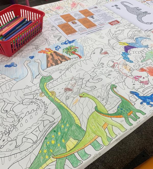 Close up of colouring table.