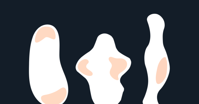 Graphic of three abstract sculptures