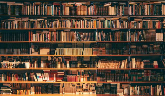 a bookcase filled with books